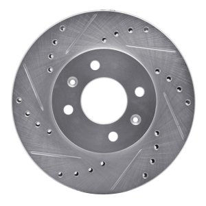 Dodge Attitude Brake Rotor (1) - Front Left - R1 Concepts - Drilled & Slotted - Silver - `12-`25